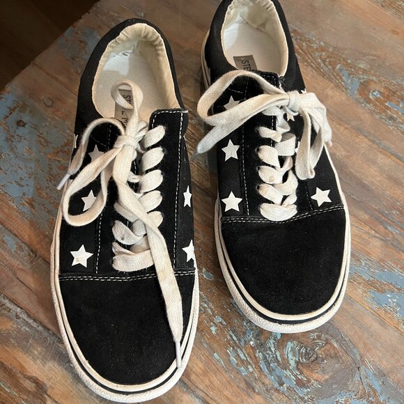 Steve Madden Shoes - Steve Madden Emile Star Sneakers Suede Black & White, SZ 7.5